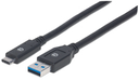 Manhattan USB-C to USB-A Cable - 3m - Male to Male - 5 Gbps (USB 3.2 Gen1 aka USB 3.0) - 3A (fast charging) - SuperSpeed USB - Black - Lifetime Warranty - Polybag - 3 m - USB C - USB A - USB 3.2 Gen 1 (3.1 Gen 1) - 5000 Mbit/s - Black