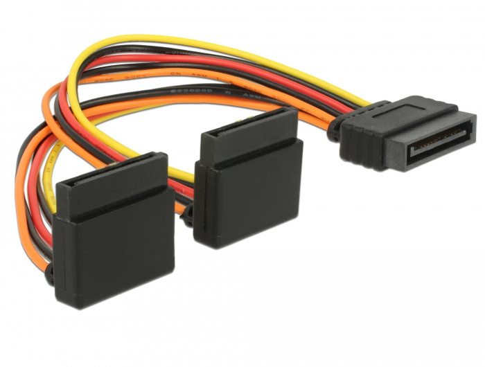 Delock 60170 - 0,15 m - SATA 15-pin - 2 x SATA 15-pin - Männlich/Weiblich - Gerade - Oben