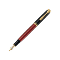 Pelikan M400 - Black - Gold - Red - Built-in filling system - Italic nib - Gold/Rhodium - Medium - Germany