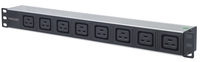 Intellinet 19" 1U Rackmount 8-Output C19 Power Distribution Unit (PDU) - With Removable Power Cable and Rear C20 Input (Euro 2-pin plug) - 1U - Black - Silver - 8 AC outlet(s) - C19 coupler - 2 m - 110 - 250 V