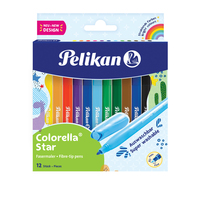 Pelikan 822305 - Fein - 12 Farben - Gemischte Farben - Rundspitze - Faser - Mehrfarbig