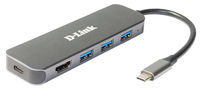 D-Link DUB-2333 - Kabelgebunden - USB Typ-C - 60 W - Grau - 5 Gbit/s - 4K Ultra HD