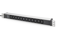 DIGITUS Socket strip with aluminum profile, 12-way, 2 m cable safety plug