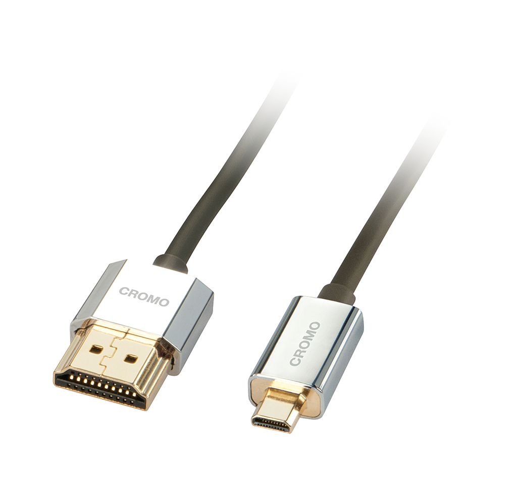 Lindy HDMI - Micro HDMI - 0.5m - 0.5 m - HDMI Type A (Standard) - HDMI Type D (Micro) - Black,Silver