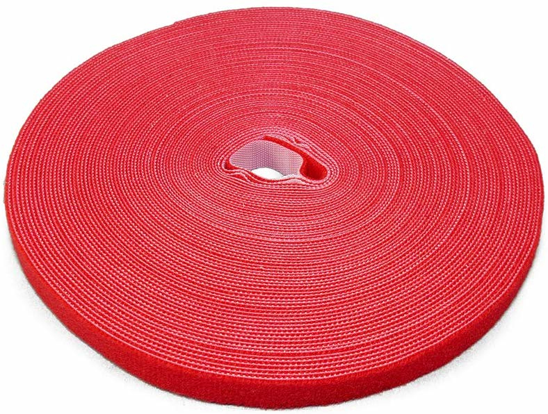 Label-the-cable Klettbandrolle Roll Klettkabelbinder zuschneidbar Velours-Qualitaet Laenge 25 m - Velour - Rot - 25 m - 1 Stück(e)