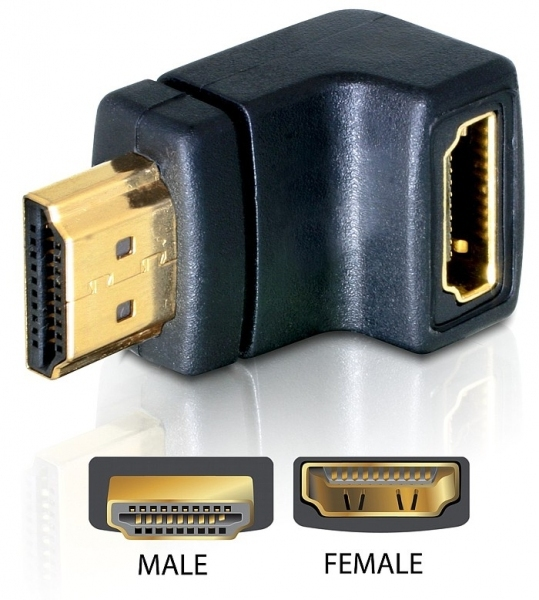 Delock HDMI male > HDMI female 90° down - HDMI 1.3 - HDMI 1.3 - Black