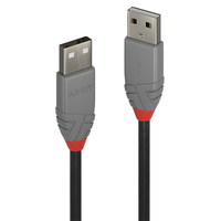 Lindy 1m USB 2.0 Type A Cable - Anthra Line - 1 m - USB A - USB A - USB 2.0 - 480 Mbit/s - Black - Grey
