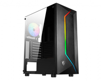 MSI MAG VAMPIRIC 100R 'V100R' Mid Tower Gaming Computer Case 'Black - 1x 120mm ARGB PWM Fan - 1x 120mm PWM Fan - RGB Front Panel - Tempered Glass Panel - ATX - mATX - mini-ITX' - Midi Tower - PC - Black - ATX - micro ATX - Mini-ATX - Plastic - Steel - Gaming