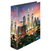 Herlitz Petronas Towers - A4 - Round ring - Polyurethane laminate (PUL) - Multicolour - Black - 8 cm