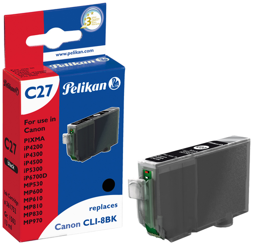 [785855000] Pelikan 1 Cartridge - Pigment-based ink - Black - Canon PIXMA iP4200 - iP4300 - iP4500 - iP5200 - iP5200R - iP5300 - iP6600D - iP6700D - MP500 - MP530,... - 1 pc(s) - Inkjet printing - CLI-8 bk