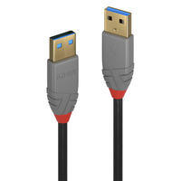 [6587884000] Lindy 1m USB 3.2 Type A Cable - Anthra Line - 1 m - USB A - USB A - USB 3.2 Gen 1 (3.1 Gen 1) - 5000 Mbit/s - Black