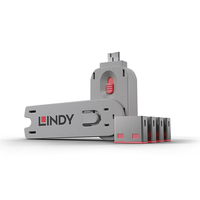 [759655000] Lindy USB Port Schloss 4 Stueck mit Schlüssel Code ROT - P