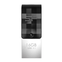 [5657692000] Silicon Power Mobile C31 - 16 GB - USB Type-A / USB Type-C - 3.2 Gen 1 (3.1 Gen 1) - Drehring - 3,3 g - Schwarz - Silber