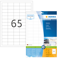 [2306914000] HERMA Labels Premium A4 38.1x21.2 mm white paper matt 650 pcs. - White - Self-adhesive printer label - A4 - Paper - Laser/Inkjet - Permanent