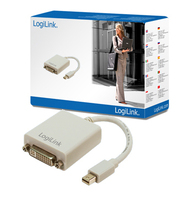 LogiLink Mini DisplayPort / DVI Adapter - 0.09 m - Mini DisplayPort - DVI-I - Male - Female - Grey