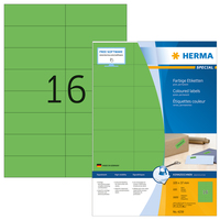 HERMA Coloured Labels A4 105x37 mm green paper matt 1600 pcs. - Green - Self-adhesive printer label - A4 - Paper - Laser/Inkjet - Permanent