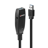 [9780637000] Lindy 15m USB 3.0 Active Extension Slim - 15 m - USB A - USB A - USB 3.2 Gen 1 (3.1 Gen 1) - 5000 Mbit/s - Black