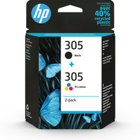 [9779724000] HP 305 2er-Pack Cyan/Magenta/Gelb/Schwarz Original Druckerpatrone - Standardertrag - Tinte auf Farbstoffbasis - Tinte auf Pigmentbasis - 120 Seiten - 2 Stück(e) - Doppelpack