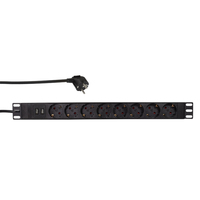 [8616373000] LogiLink PDU8C02 - Standard - 1U - Aluminium - Schwarz - 8 AC-Ausgänge - Typ F