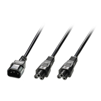 Lindy 2.5m IEC C14 to 2xIEC C5 Splitter Extension Cable - 2.5 m - C14 coupler - 2 x C5 coupler