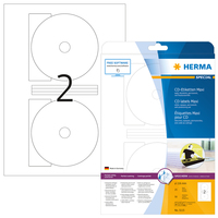 HERMA CD labels Maxi A4 Ø 116 mm white paper matt opaque 50 pcs. - White - Self-adhesive printer label - A4 - Paper - Laser/Inkjet - Permanent