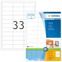 [2291862000] HERMA Labels Premium A4 66x25.4 mm white paper matt 3300 pcs. - White - Self-adhesive printer label - A4 - Paper - Laser/Inkjet - Permanent