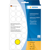 HERMA Multi-purpose labels/colour dots Ø 19 mm round yellow paper matt backing paper perforated 1280 pcs. - Yellow - Circle - Cellulose - Paper - Germany - 19 mm - 19 mm
