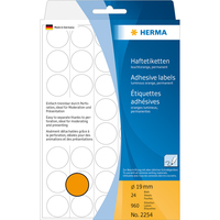 [435800000] HERMA Multi-purpose labels/colour dots Ø 19 mm round luminous orange paper matt backing perforated 960 pcs - Orange - Circle - Cellulose - Paper - Germany - 19 mm - 19 mm