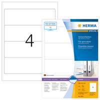 HERMA Ordneretiketten A4 192x61 mm weiß Papier matt blickdicht 400 St. - Weiß - Selbstklebendes Druckeretikett - A4 - Papier - Laser/Inkjet - Dauerhaft