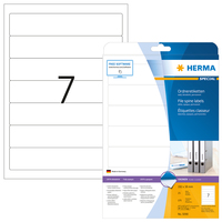 [439812000] HERMA File labels A4 192x38 mm white paper matt opaque 175 pcs. - White - Self-adhesive printer label - A4 - Paper - Laser/Inkjet - Permanent