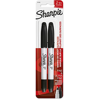 [6879373000] Sharpie 1985878 - Black - Black - White - Ultra Fine - 650 m - Fabric - Glass - Paper - Plastic - Wood - 2 pc(s)