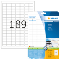 [435302000] HERMA Etiketten Premium A4 25.4x10 mm weiß Papier matt 4725 St. - Weiß - Selbstklebendes Druckeretikett - A4 - Papier - Laser/Inkjet - Dauerhaft