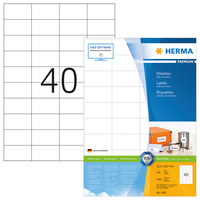 HERMA Labels Premium A4 52.5x29.7 mm white paper matt 4000 pcs. - White - Self-adhesive printer label - A4 - Paper - Laser/Inkjet - Permanent