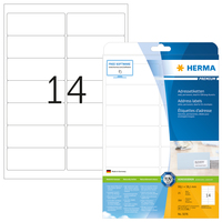 HERMA Address labels Premium A4 99.1x38.1 mm white paper matt 350 pcs. - White - Paper - Laser/Inkjet - Matte - Permanent - Rounded rectangle