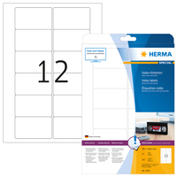[435665000] HERMA Video labels A4 78.7x46.6 mm white paper matt 300 pcs. - White - Self-adhesive printer label - A4 - Paper - Laser/Inkjet - Permanent