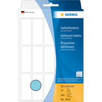 [435690000] HERMA Multi-purpose labels 20x50 mm blue paper matt hand inscription 480 pcs. - Blue - Rounded rectangle - Cellulose - Paper - Germany - 20 mm - 50 mm