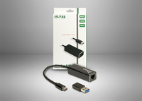 [14004442000] Inter-Tech IT-732 - Verkabelt - USB Typ-C - Ethernet - 2500 Mbit/s - Grau