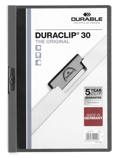 Durable 220057 - Conventional file folder - A4 - PVC - Anthracite - Gray - Matt - Portrait