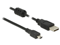 [5123652000] Delock 1.5m - USB 2.0-A/USB 2.0 Mini-B - 1.5 m - USB A - Mini-USB B - USB 2.0 - Male/Male - Black