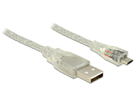 [4743332000] Delock 83901 - 2 m - USB A - Micro-USB B - USB 2.0 - Male/Male - Transparent