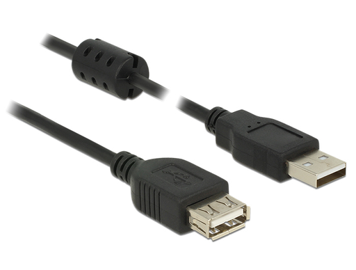Delock 5m - 2xUSB 2.0-A - 5 m - USB A - USB A - USB 2.0 - Männlich/Weiblich - Schwarz