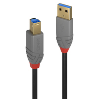 [6393464000] Lindy 3m USB 3.2 Type A to B Cable - Anthra Line - 3 m - USB A - USB B - USB 3.2 Gen 1 (3.1 Gen 1) - 5000 Mbit/s - Black - Grey