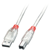[4985445000] Lindy USB 2.0 Cable Type A/B - transparent - 0.2m - 0.2 m - USB A - USB B - USB 2.0 - 480 Mbit/s - Transparent