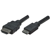 [1758130000] Manhattan High Speed HDMI-Kabel - 3D - Mini HDMI Stecker auf HDMI Stecker - geschirmt - schwarz - 1,8 m - 1,8 m - HDMI Typ A (Standard) - HDMI Type C (Mini) - 10,2 Gbit/s - Schwarz