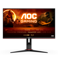 [13098802000] AOC G2 U28G2XU2/BK - 71.1 cm (28") - 3840 x 2160 pixels - 4K Ultra HD - LED - 1 ms - Black - Red