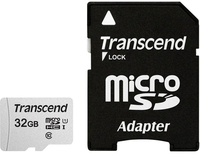 [6222370001] Transcend microSD Card SDHC 300S 32GB with Adapter - 32 GB - MicroSDHC - Class 10 - NAND - 95 MB/s - 25 MB/s
