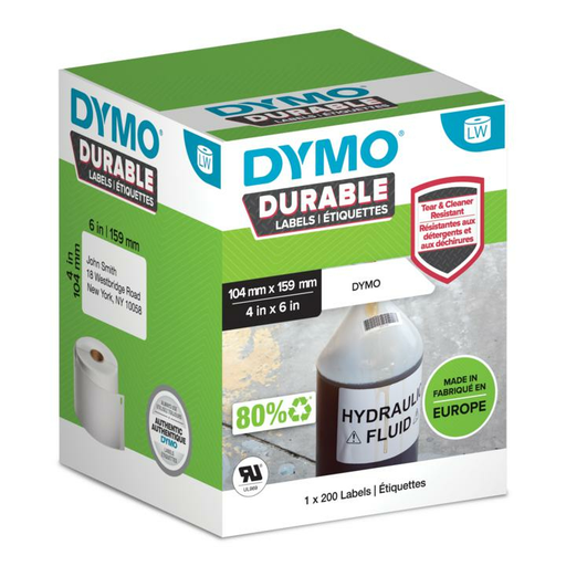 Dymo Durable - Weiß - Selbstklebendes Druckeretikett - Polypropylen (PP) - Dauerhaft - Universal - -18 - 50 °C