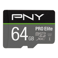 [7502705000] PNY PRO Elite - 64 GB - MicroSDXC - Class 10 - UHS-I - Class 3 (U3) - Black - Grey