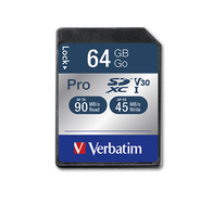 Verbatim Pro - 64 GB - SDXC - Class 10 - UHS - 90 MB/s - 45 MB/s