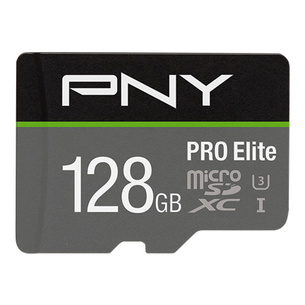 PNY PRO Elite - 128 GB - MicroSDXC - Klasse 10 - UHS-I - Class 3 (U3) - Schwarz - Grau